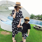 LUSON Mom Cha mẹ-con mặc quần short hoa giản dị gia đình mùa hè nhà ba gia đình mẹ và con