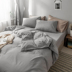 Nhật Bản- phong cách rửa bông khỏa thân bông ngủ bốn mảnh đơn giản sọc quilt bao gồm giường nệm bông khăn trải giường Bộ đồ giường bốn mảnh