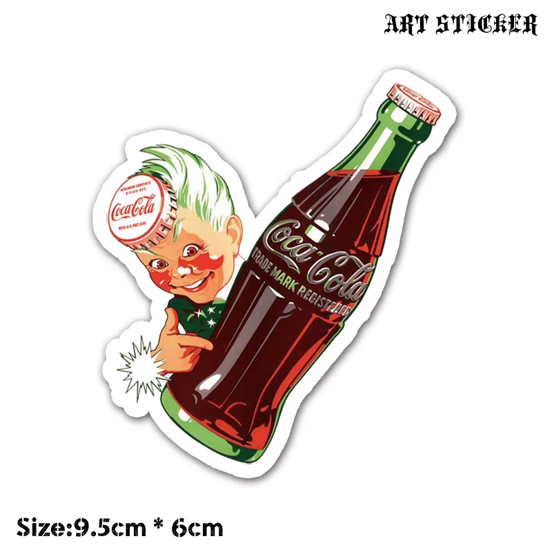 Ретро ноутбук, чемодан, велосипед, наклейка, Cola