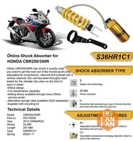 Giảm xóc sau CBR300 R F 250 giảm xóc sau sửa đổi giảm xóc Olins OHLINS BG - Xe máy Bumpers 	giảm xóc xe máy màu