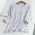34064 2018 new Nhật Bản thêu móc hoa lỏng hoang dã ngọt ngào chín điểm tay áo của phụ nữ T-Shirt Tháng Tám 2 áo phông trơn Áo phông
