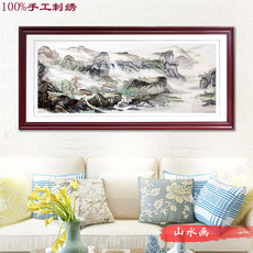 Вышивка Гуандун 粤绣精品民族广东潮州特色国画山水画 水墨画 纯手工刺绣成品礼物