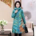 Chị béo mập Một chiếc áo dài cotton nữ dài 40-50 Phiên bản Hàn Quốc của chiếc áo khoác bông dày mút xuống. - Bông