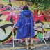 2018 mùa xuân và mùa thu mới Hồng Kông phong cách cá tính in ấn phần dài phiên bản lỏng lẻo trùm đầu dây kéo cardigan phụ nữ áo gió áo khoác áo măng tô nữ dáng dài Trench Coat