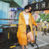 2018 mùa xuân và mùa thu mới Hồng Kông phong cách cá tính in ấn phần dài phiên bản lỏng lẻo trùm đầu dây kéo cardigan phụ nữ áo gió áo khoác áo phao nữ Trench Coat