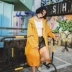 2018 mùa xuân và mùa thu mới Hồng Kông phong cách cá tính in ấn phần dài phiên bản lỏng lẻo trùm đầu dây kéo cardigan phụ nữ áo gió áo khoác