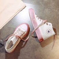 Giày cao gót màu hồng 2019 Giày nữ màu trắng Giày hoang dã nữ phiên bản Hàn Quốc của giày đế xuồng sinh viên ulzzang - Plimsolls giày thể dục