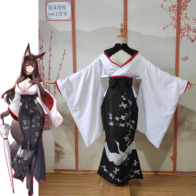 taobao agent 温泉漫漫 A Blue route Tiancheng kimono printed COS black skirt 袴 fox red and white women's installation