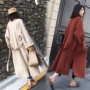 Những mẫu áo len mùa thu và mùa đông buông xõa trong phần dài 2018 phiên bản mới của phụ nữ Hàn Quốc với chiếc áo len dày đến đầu gối áo khoác nữ dáng dài có mũ