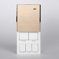 Блок выключателей 五开浴霸开关5开电源单电机卫生间通用滑盖香槟金色86型带切换键