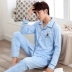 Bộ đồ ngủ nam mùa xuân và mùa thu cotton dài tay mùa thu và mùa đông thanh niên giản dị đồ pijama nam trung niên Nam giới