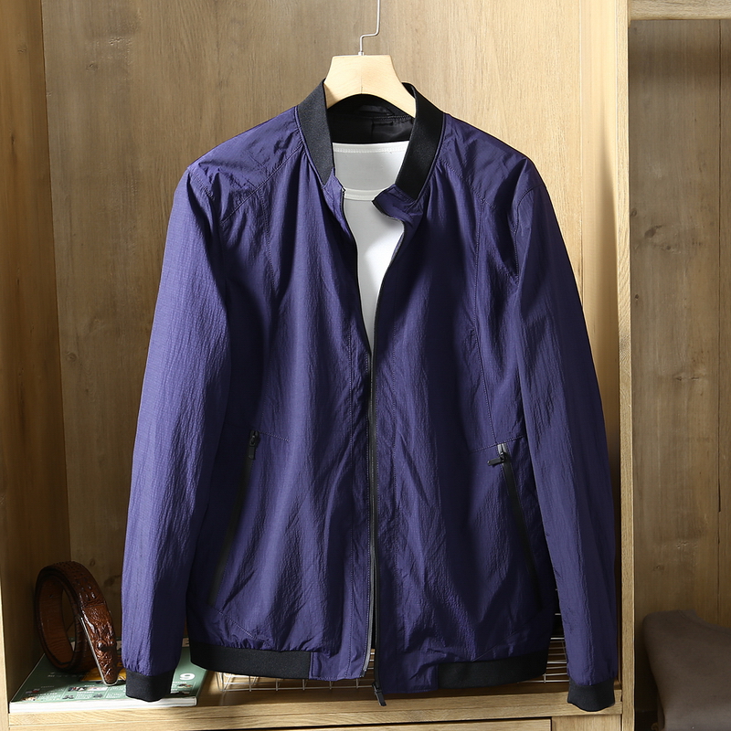 3795 Dark Blue Stand Collar Jacketnewly opened store Time limit welfare ~ speed rob ~ hand slow nothing ~ man spring and autumn fashion leisure time Self cultivation washing PU Pipi Jacket