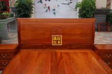 Красный кровати 缅甸花梨红木床 祥云中式床 新中式光面床 红木床实木床