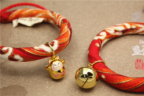 Японский чокер ручной работы, аксессуар, колокольчик, чайная чашка, домашний питомец, кот, на удачу