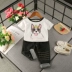 Cô gái thời trang new cartoon puppy in ngắn tay t-shirt 2018 mùa hè mát mẻ vòng cổ áo sơ mi bé quần áo