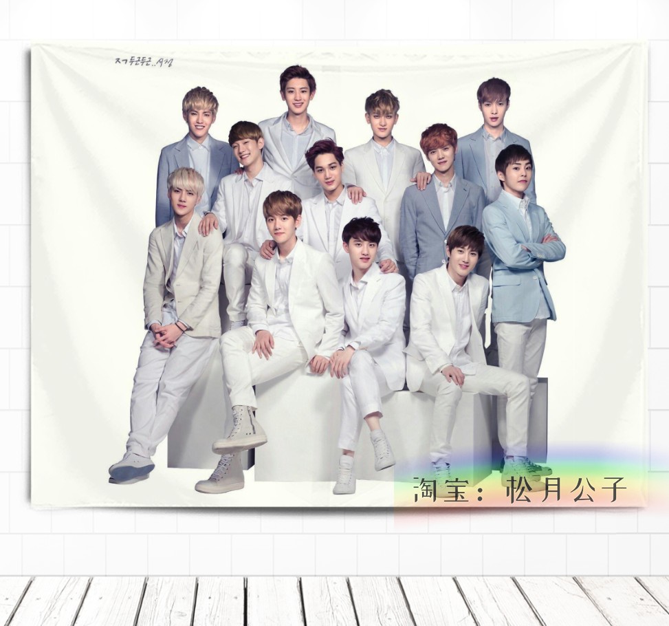 Off WhiteEXO Park canlie Bian Boxian Wu Shixun Zhang Yixing Kris Hanging cloth Wall cloth Tapestry dormitory Background cloth decorate