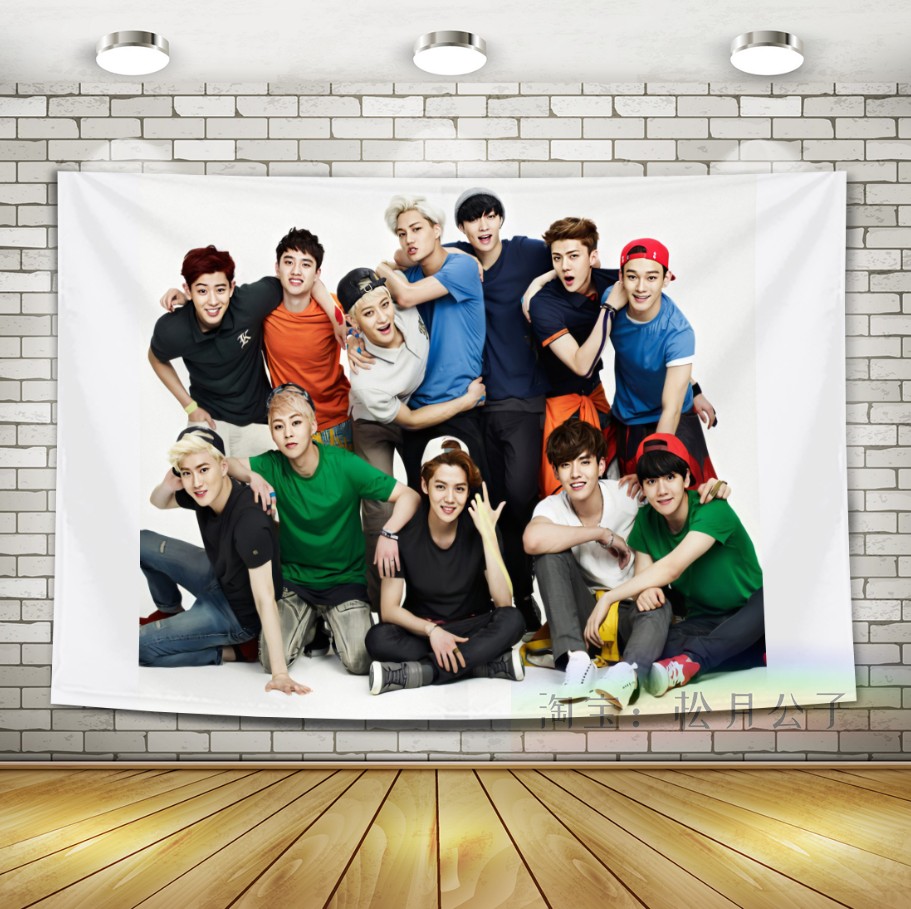 Tujun GreenEXO Park canlie Bian Boxian Wu Shixun Zhang Yixing Kris Hanging cloth Wall cloth Tapestry dormitory Background cloth decorate