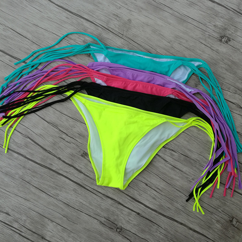 单件比基尼女泳裤露臀走秀清新韩版甜美飘带系带高弹性感游泳裤