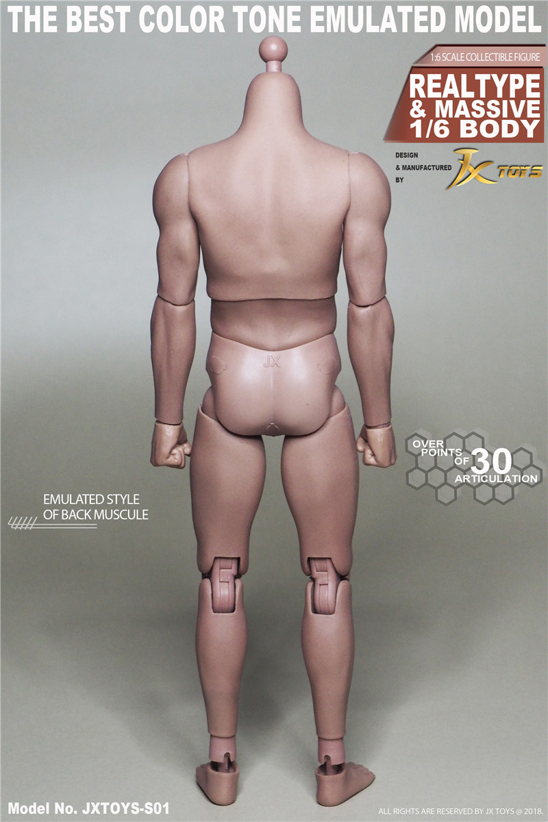 1//6 JXtoys S01 Male Asian Muscular 12/" Figure Body For Bruce Lee BW//Neck