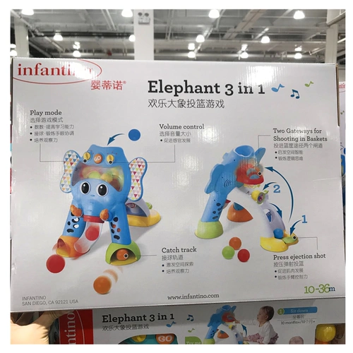 Infantino, детская игрушка со светомузыкой, комплект, США, раннее развитие, слон