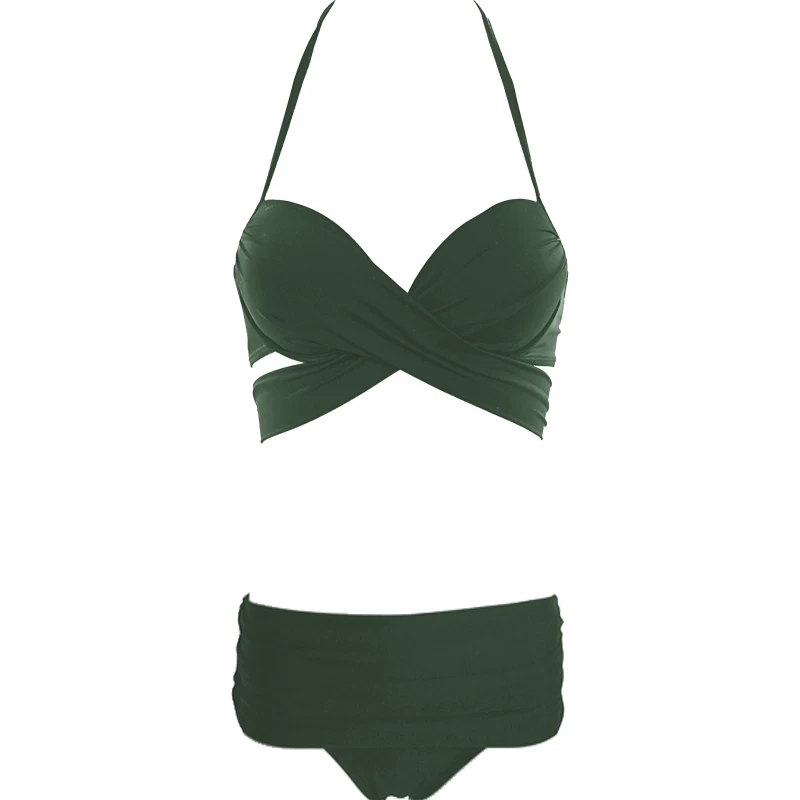 Зеленый купальный костюм, сексуальный купальник-бюстье push-up, стиль Chanel
