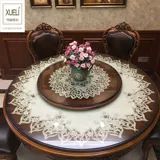 Ткань, круглый кофейный настольный коврик, с вышивкой, в американском стиле