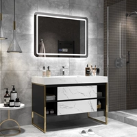 Интеллектуальная шкаф для ванной комнаты Комбинированное этаж -нанесите современный минималистский минималистский световой ванная комната роскошная ванна, лицо, мыть руки, шкаф для стирки стола