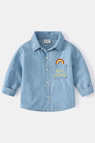 Осенняя рубашка для мальчиков, детский лонгслив для отдыха, в западном стиле