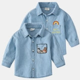 Осенняя рубашка для мальчиков, детский лонгслив для отдыха, в западном стиле