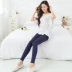 Mùa hè cỡ lớn mẫu nữ Mudell co giãn cotton chín điểm bước trên quần legging mỏng bó sát quần skinny - Quần tây thường quần legging nữ cạp cao Quần tây thường