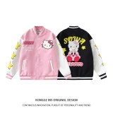 Hello Kitty, куртка, бейсбольная форма, этнический стиль, с вышивкой