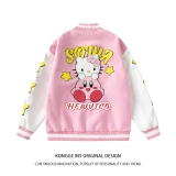 Hello Kitty, куртка, бейсбольная форма, этнический стиль, с вышивкой