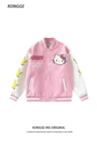 Hello Kitty, куртка, бейсбольная форма, этнический стиль, с вышивкой