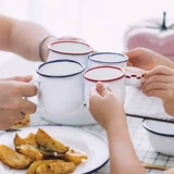 Эмаль деревьев красная и синяя эмалевая чашка для домашней детской чашки милая большая кружка для живота чашка водяной чашки для полоскания