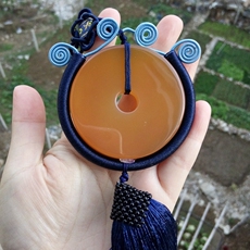 Подвеска для автомобиля 纯天然原色无烧黄玉髓复古平安扣车挂/玛瑙车挂件/汽车挂饰用品