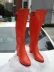Giày cao gót dài màu trắng nhảy phiên bản Hàn Quốc của lưới nữ màu đỏ dây kéo bên trong bằng da mềm với một đôi giày bằng vải nhung dày 40 mùa đông boot đùi Giày ống
