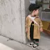 Áo gió trẻ em 2019 mùa thu mới cho bé trai và bé gái cá tính vạt áo rộng trong phần dài áo khoác kaki graffiti áo gió - Áo khoác áo phao cho bé trai Áo khoác