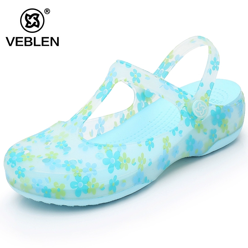 đáy dép thạch Veblen Crocs dép nữ mùa hè sinh viên Hàn Quốc nặng có đáy giày chống trượt mềm dép Waichuan 