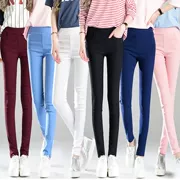 Mẫu quần xuân hè 2019 của phụ nữ quần trắng 9 điểm quần legging nữ mặc quần lưng cao thun co giãn mỏng - Quần tây thường