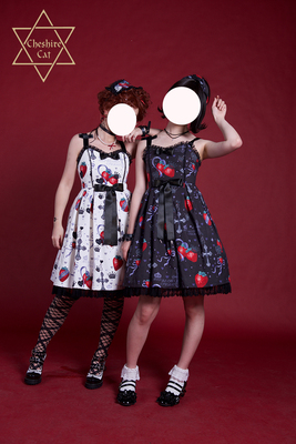taobao agent Fairydream spot】National Brand Lolita Chai County Cat Strawberry Cross Black Sweet Mind Print JSK