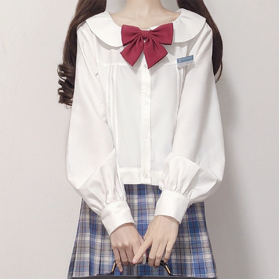 taobao agent [Fairydream spot] National brand JK uniform orange and chestnut Monday round neck pill long -sleeved shirt