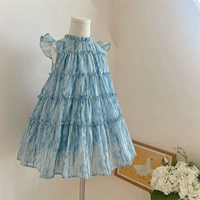 Платье с рукавами, юбка, детская летняя одежда, наряд маленькой принцессы для девочек, 2023, А-силуэт, детская одежда