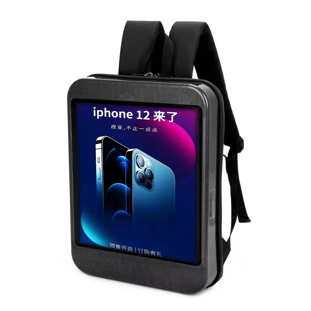 Quảng cáo địa phương túi đeo vai lái xe Màn hình HD ba lô LCD Máy quảng cáo LCD phát video gói quảng cáo di động balo laptop cao cấp Balo màn hình LED