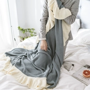 in đơn giản và hiện đại flounced rắn chăn màu bông giữa cuối trang bìa mô hình giường thảm trang trí giản dị đơn sofa khăn - Ném / Chăn