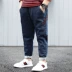 Quần áo bé trai mập Quần lửng ống rộng cộng béo mập cộng với size mập mập mập mập eo cao - Quần jean