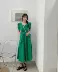 Trang chủ MIDO Phụ nữ mùa hè 2021 Pháp cổ chữ V cao eo Váy phồng tay áo in trên đầu gối Váy dài chữ A - Váy eo cao