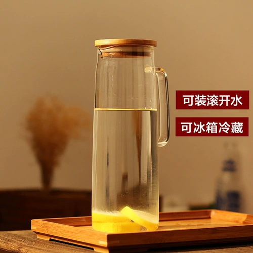 Естественный стиль │ Бамбуковая деревянная крышка с высокой борозлостной стеклянностью холодная чайник Холодная вода чашка холодной чайник Взрыв