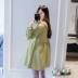 Phụ nữ mang thai mùa thu áo sơ mi nữ dài tay phiên bản Hàn Quốc của mẹ thủy triều lỏng lẻo cổ áo búp bê mùa xuân và mùa thu mẫu cho con bú quần áo bà bầu - Áo thai sản