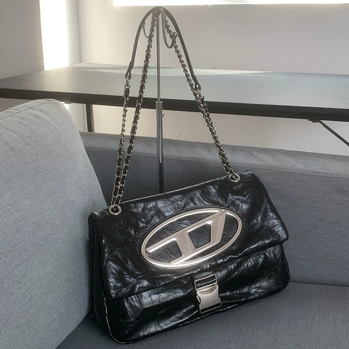 Серебряная вместительная и большая сумка через плечо, хваталка, цепь, премиум класс