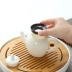 Màu xanh và trắng sứ Kung Fu trà đặt gốm bộ trà đạo sáu quý ông phụ kiện thiết lập gỗ mun sáu quý ông